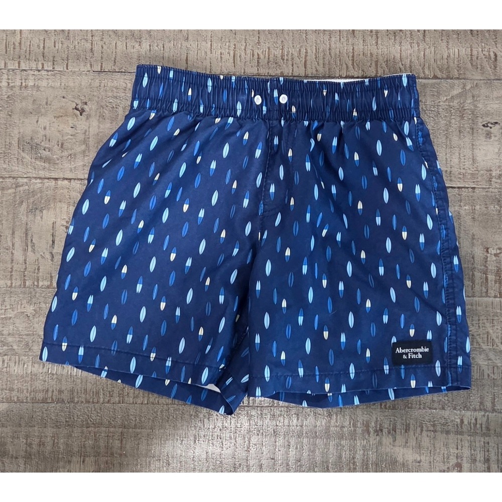Boys Abercrombie Kids Surfboard Print Swim Trunks Size 7/8